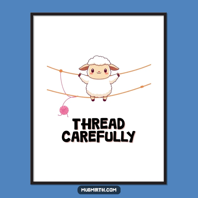 Funny Sheep Tightrope Poster: Hilarious Woolly Acrobatics Art