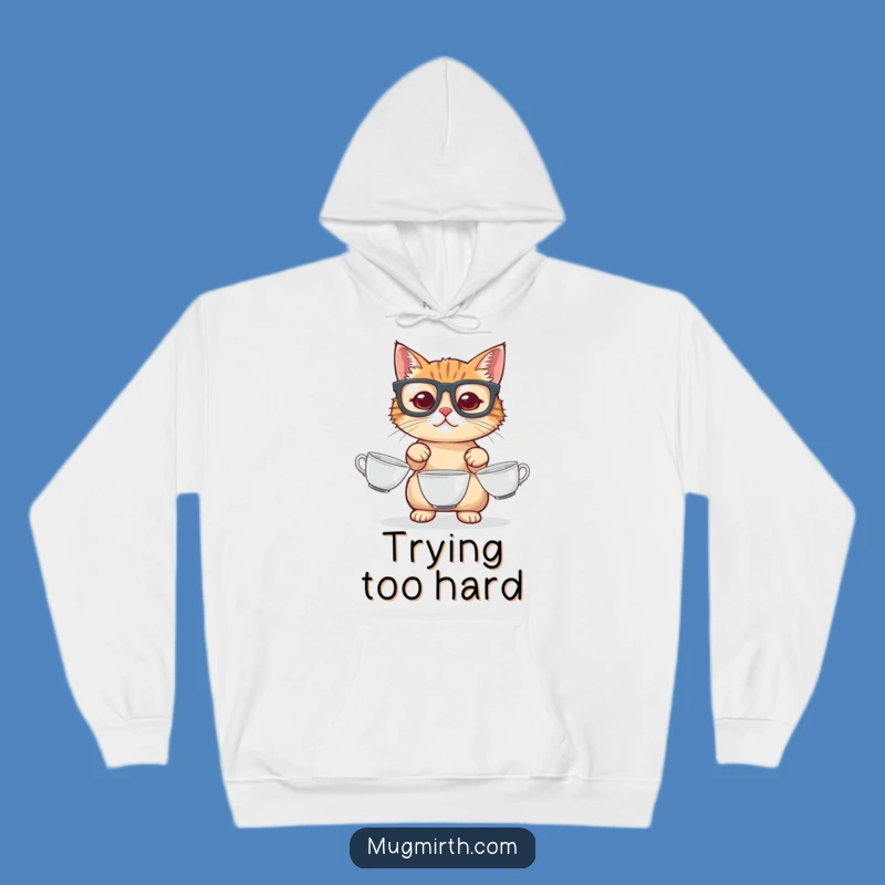 Funny Cat Juggling Hoodie: Cozy Feline Acrobatics & Glasses Sweatshirt