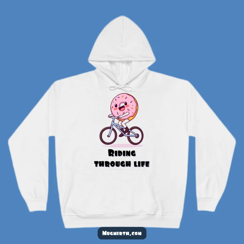 Funny Donut Unicycle Hoodie: Cozy Ride Design, Warm Funny Gift Wear