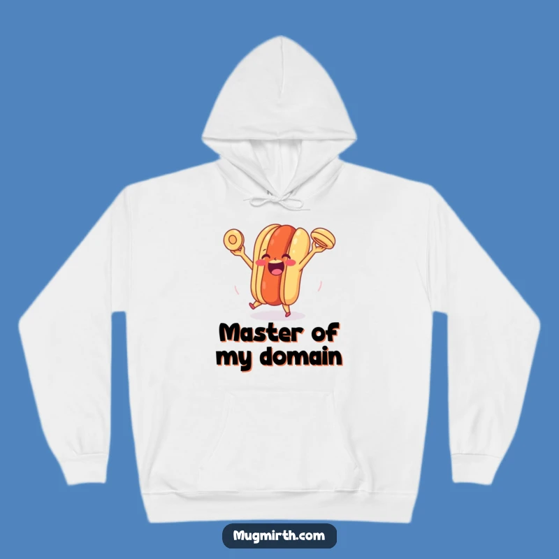 Funny Happy Hot Dog Hoodie: Juggling Bun Joy sweatshirt, cozy and hilarious gift.