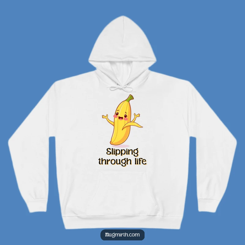 Cozy Funny Banana Slip Hoodie: Stay warm with slippery fun, a comforting funny gift!