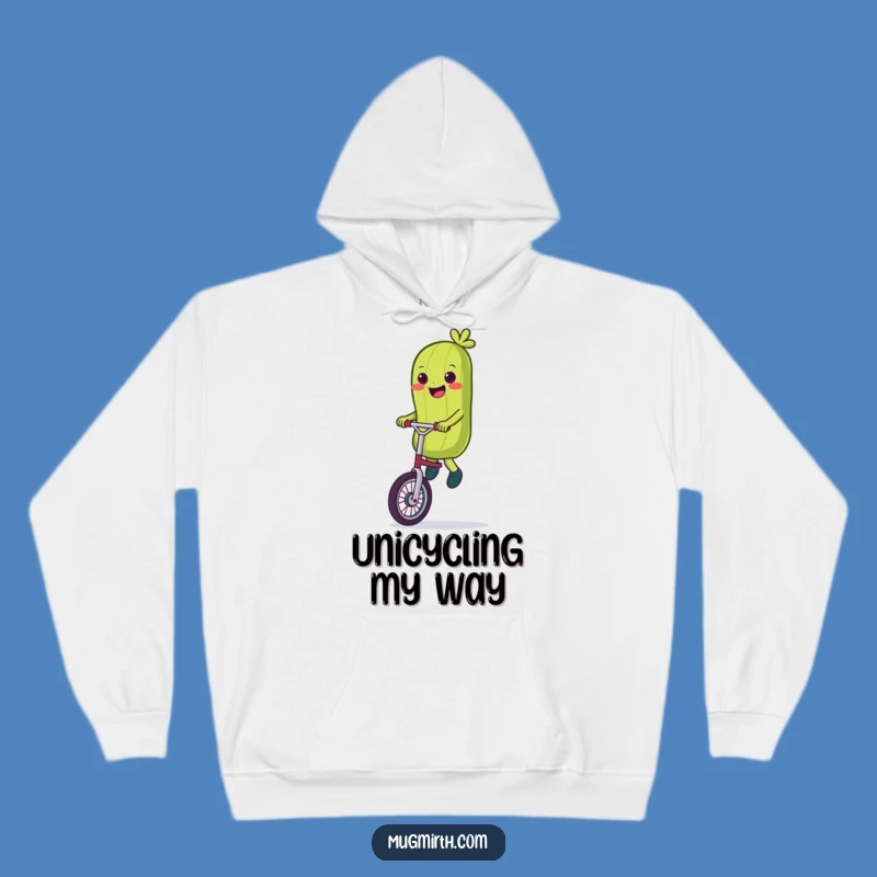 Funny Pickle Unicycle Hoodie - Cozy Wobbly Sweatshirt, Unique Gift