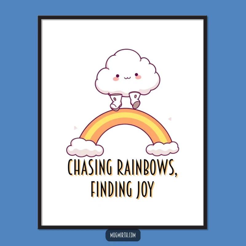 Free Printable Wall Art: Funny Cloud Rainbow Leap, Quirky DIY Decor