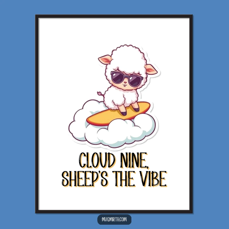Funny Free Printable Wall Art: Surfing Sheep Downloadable Decor