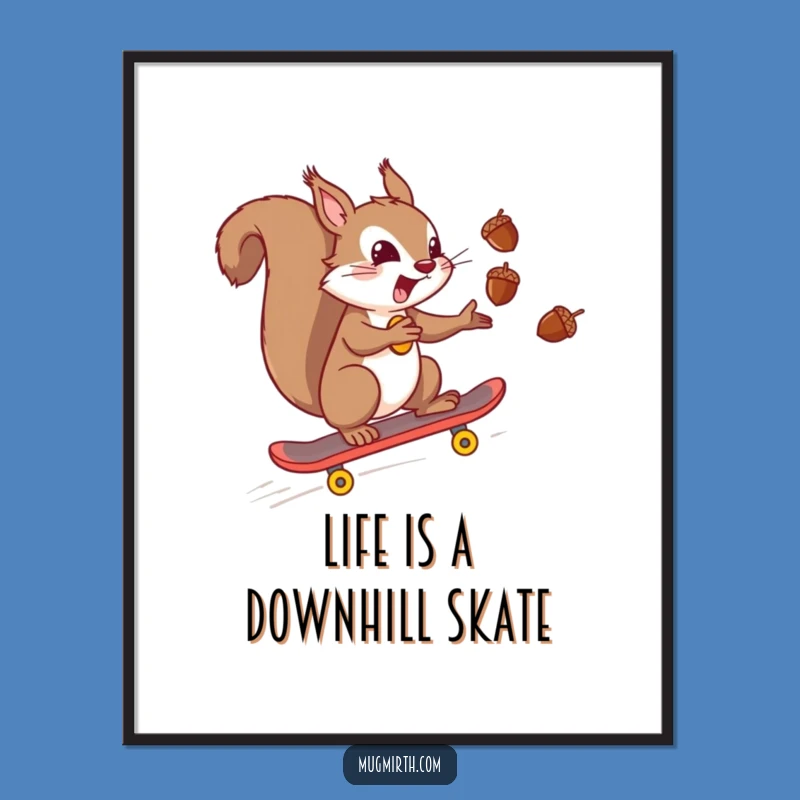 Free Printable Wall Art: Funny Squirrel Skater, Quirky DIY Decor