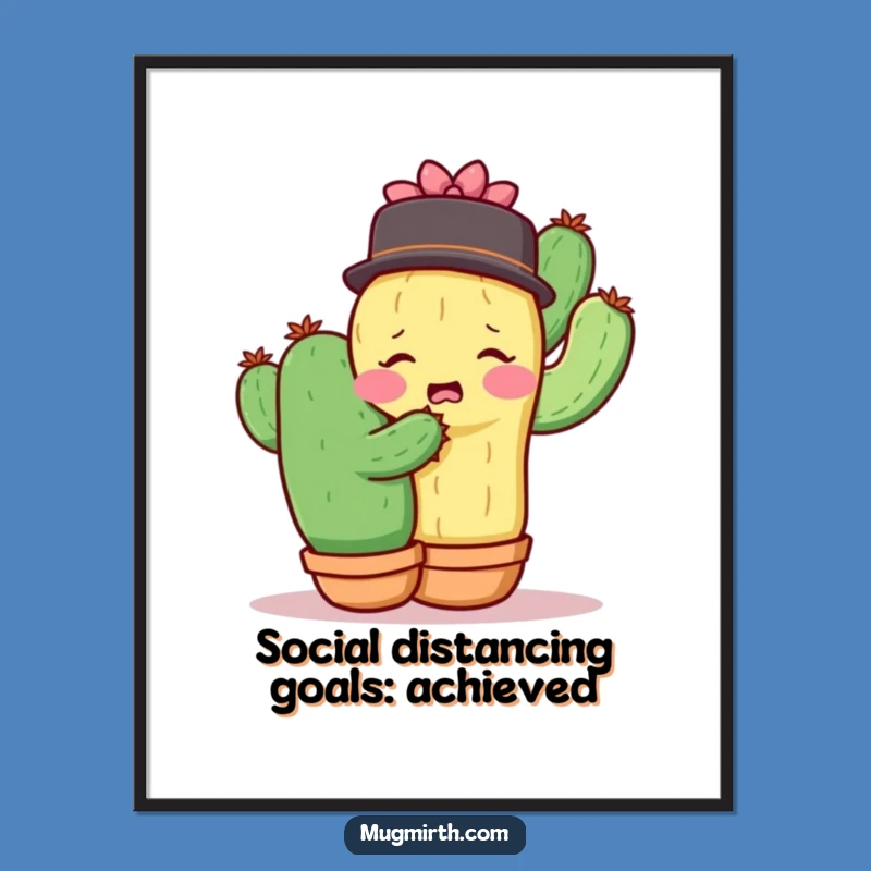 Funny Free Printable Wall Art: Shy Cactus Hug Fail - DIY Decor!