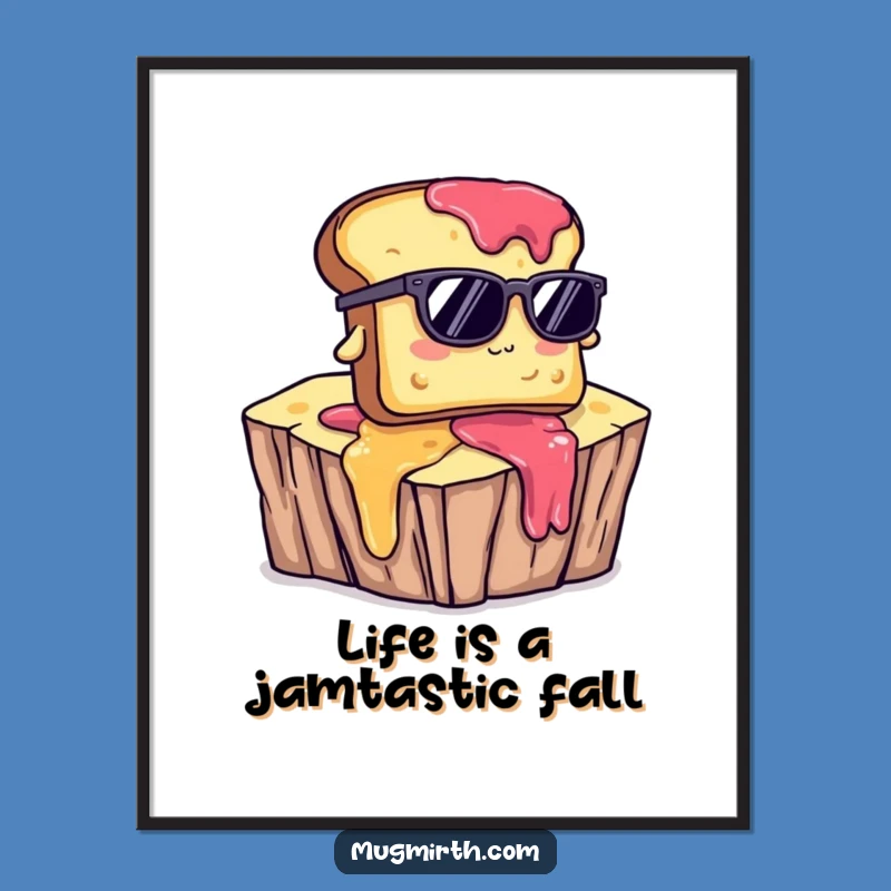 Funny Free Printable Wall Art: Toast Falling Off Jam - Quirky Downloadable Decor