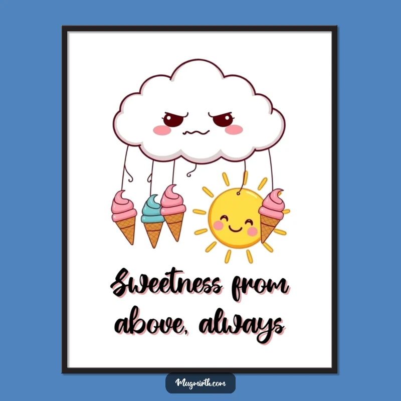 Free Printable Wall Art: Ice Cream Cloud, Funny Downloadable Decor