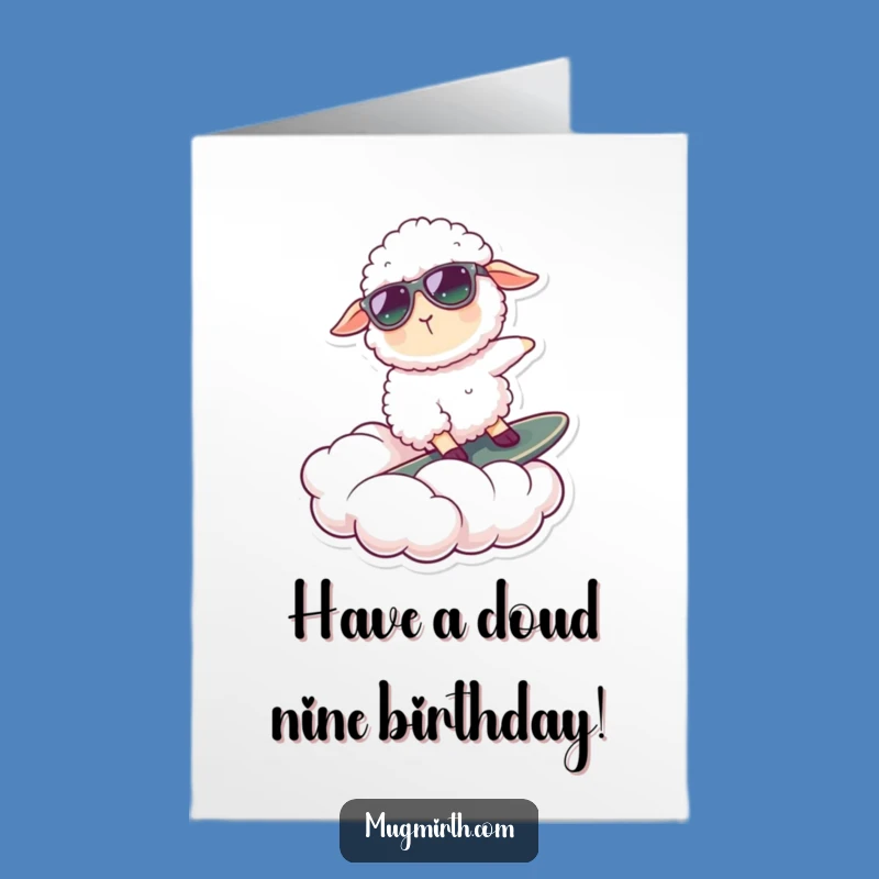 Free Printable Birthday Card: Cool Surfing Sheep, Hilarious Cloud Gift, Downloadable Fun