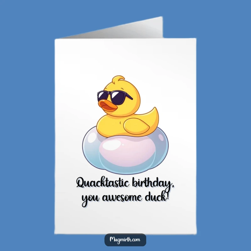 Free Printable Birthday Card: Funny Rubber Ducky Sunglasses Jellybean - Downloadable Gift!