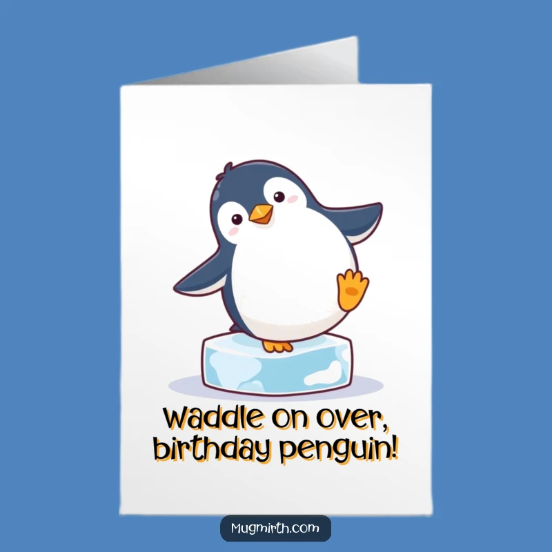 Free Printable Birthday Card: Penguin Handstand Fail - Hilarious Downloadable Gift!