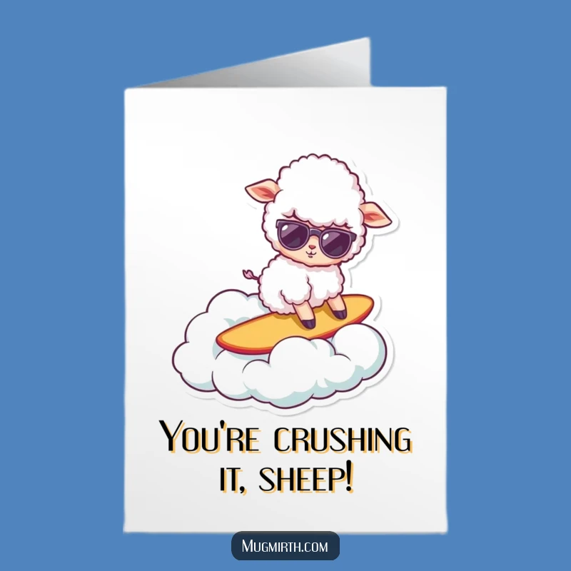 Free Printable Congrats Card: Surfing Sheep Funny Downloadable Gift