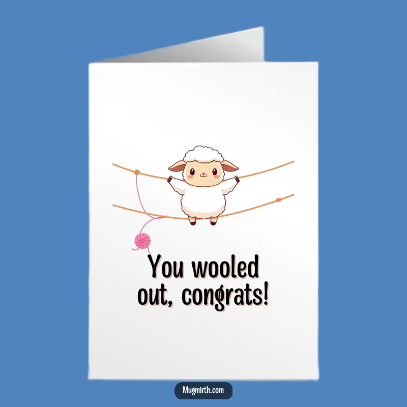 Free Printable Funny Sheep Tightrope Congrats Card - Cute Downloadable Gift