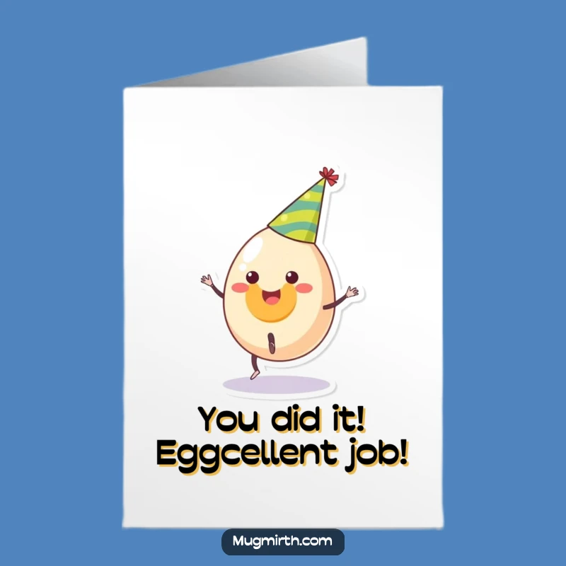 Free Printable Congrats Card: Egg's Cartwheel Triumph Humor Greeting