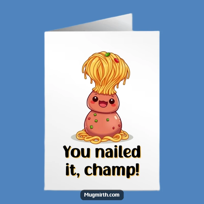 Free Printable Spaghetti Congrats Card: Pasta Balance Act, Funny Downloadable Achievement Gift