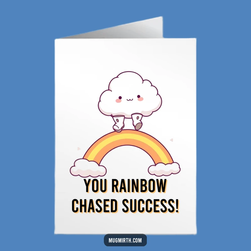 Free Printable Congrats Card: Hilarious Cloud Rainbow Jump, Downloadable Gift