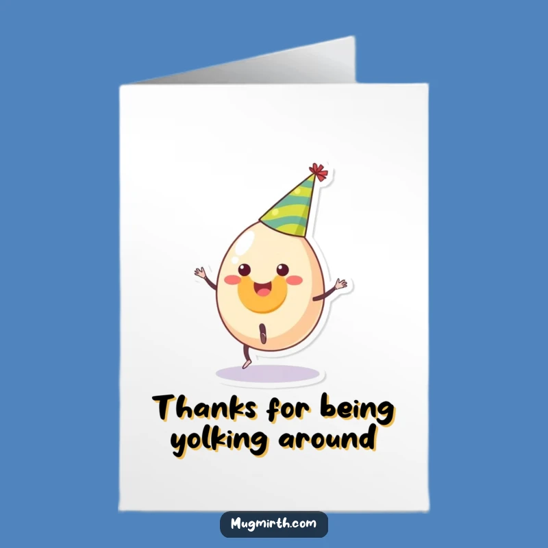 Free Printable Thank You Card: Egg's Energetic Cartwheel Humor Greeting