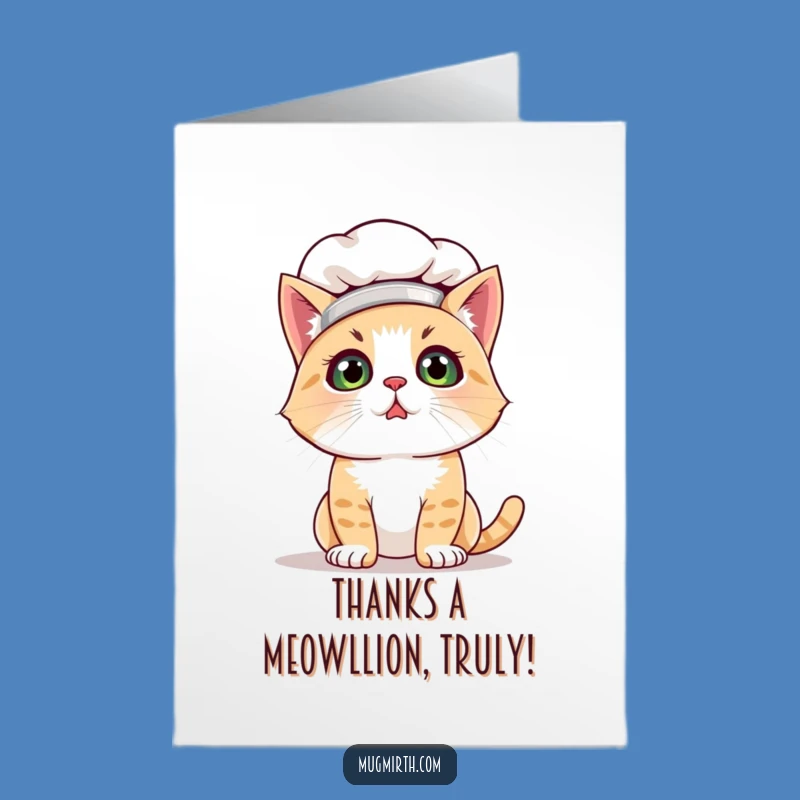 Free Printable Thank You Card: Bewildered Chef Cat for Funny DIY Gratitude