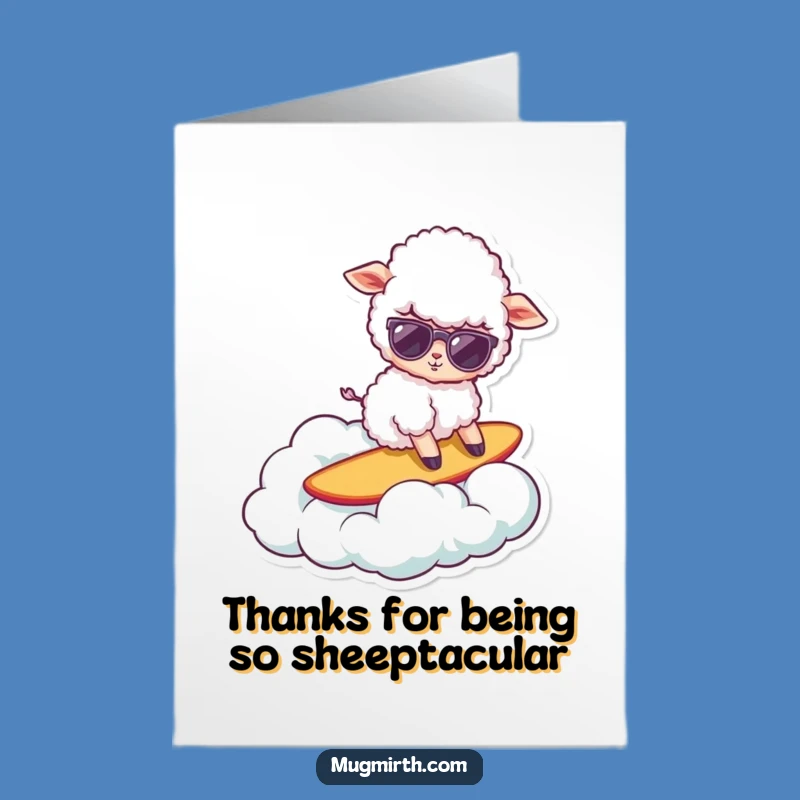 Free Printable Thank You Card: Surfing Sheep Funny Downloadable Gift