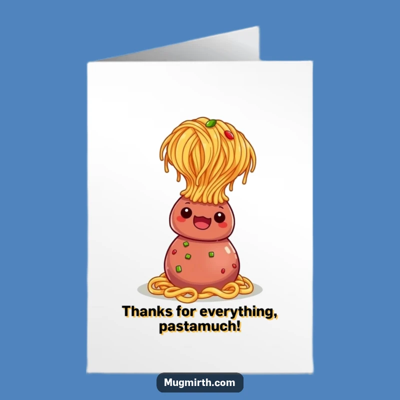 Free Printable Spaghetti Thank You Card: Pasta Gratitude Headstand, Downloadable Funny Gift