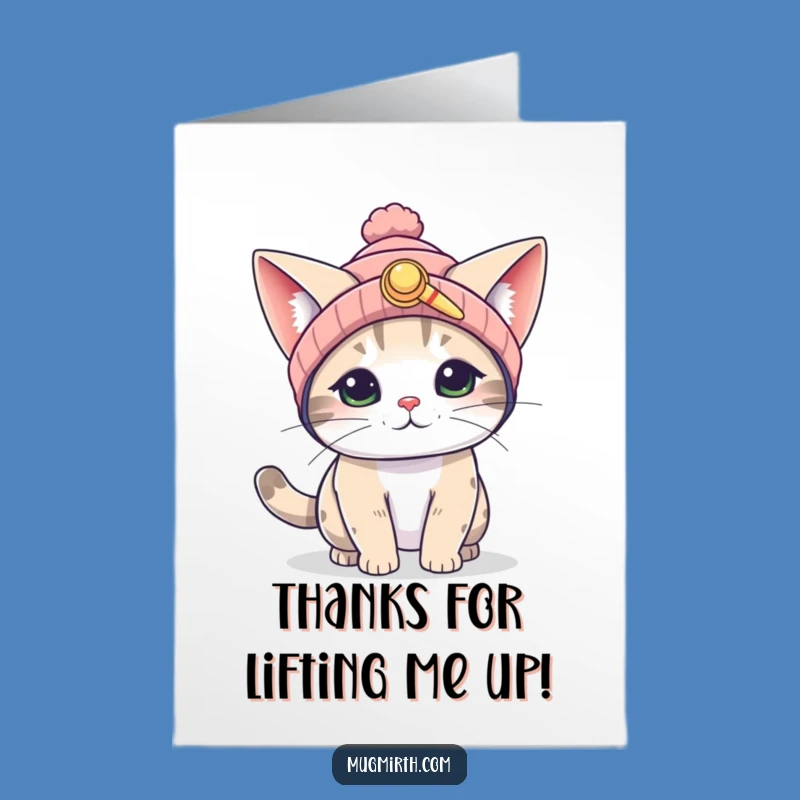Free Printable Thank You Card: Cat Flying Propeller, Funny Downloadable Appreciation Gift