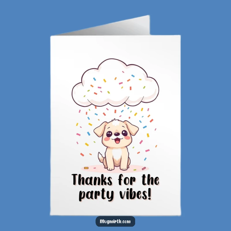 Free Printable Funny Thank You Card: Confetti Cloud Dog Surprise Downloadable Gift
