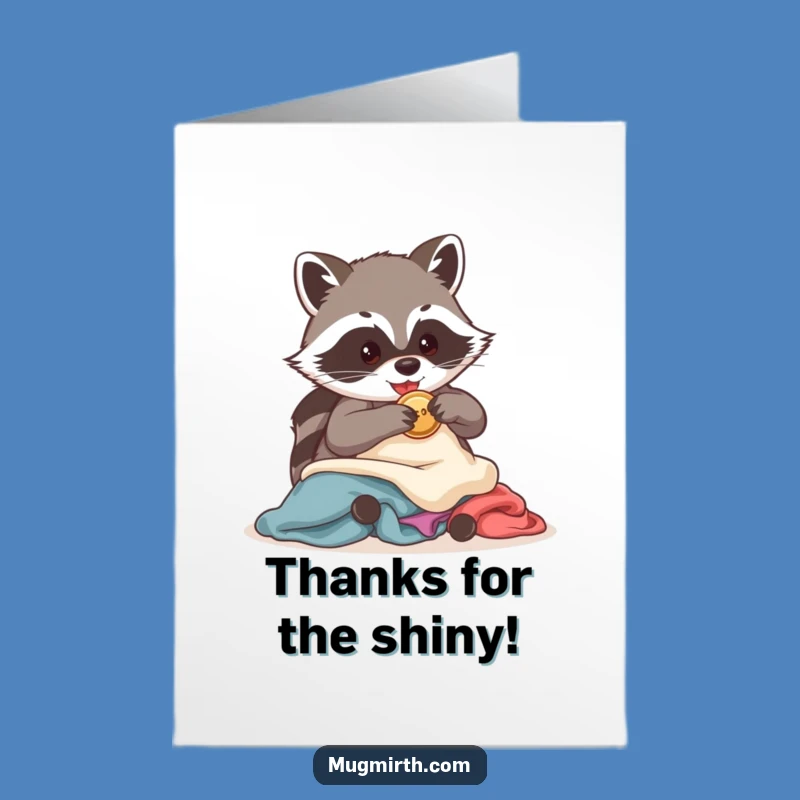 Thank You Free Printable Card: Raccoon Button Thief - Quirky Downloadable Gift