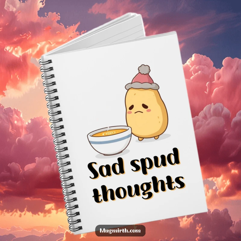 Funny Sad Potato Notebook: For jotting down thoughts with a sad potato in a hat, wistfully looking at soup.