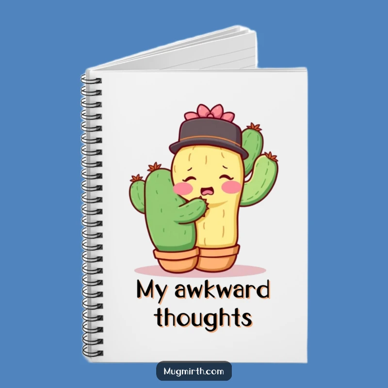 Funny Shy Cactus Hug Notebook - Journal Your Awkward Thoughts