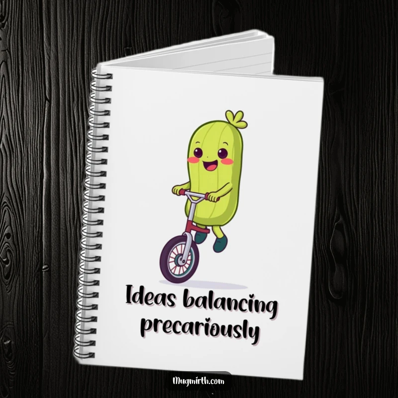 Funny Notebook: A journal featuring a smiling pickle wobbling on a unicycle.
