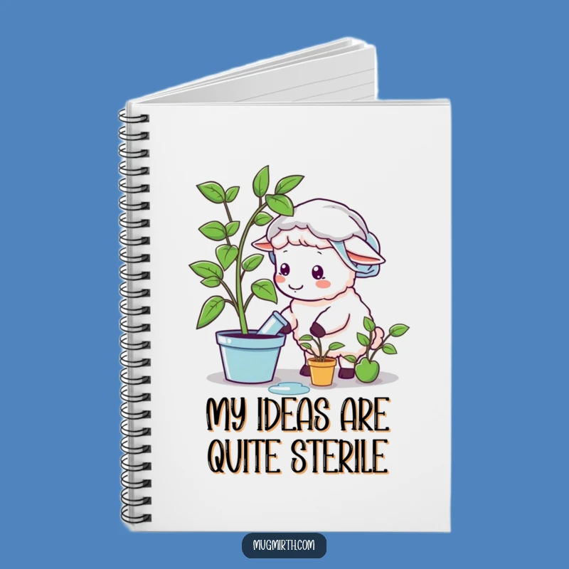 Funny Sheep Shower Cap Watering Plant Notebook - Jot Down Laughs