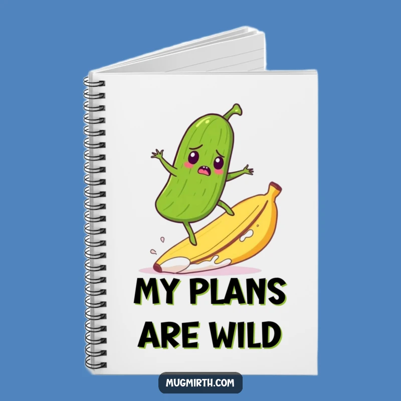 Funny Pickle Banana Peel Surf Notebook - Quirky Action Journal