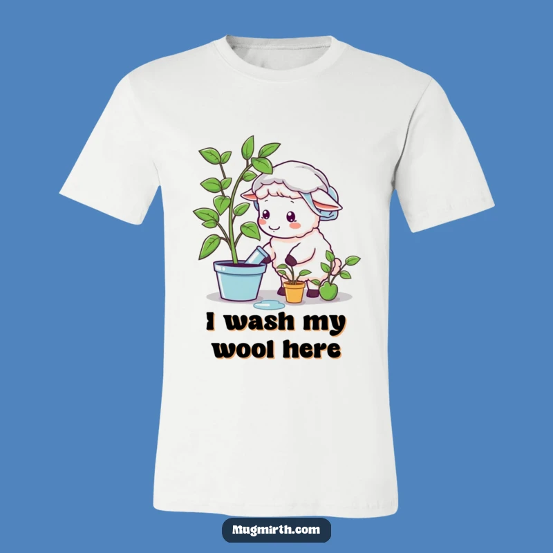Funny Sheep Shower Cap Watering Plastic Plant T-Shirt - Comedic Apparel