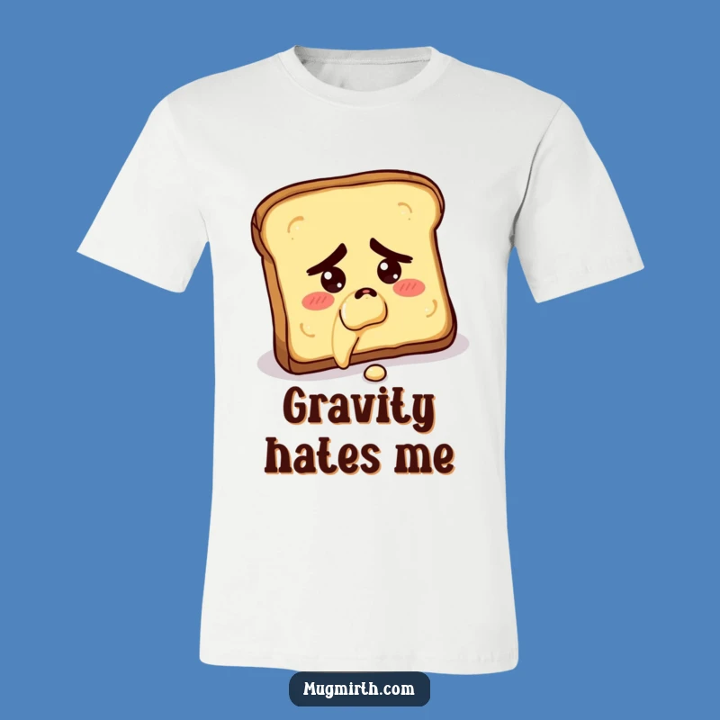 Funny Toast Tragedy Tee: Concerned Falling Butter-Side Down T-Shirt Gift