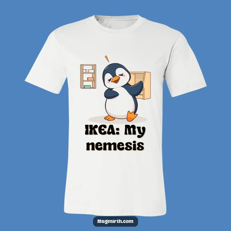 Funny Bewildered Penguin Flat-Pack Furniture T-Shirt - Hilarious Gift