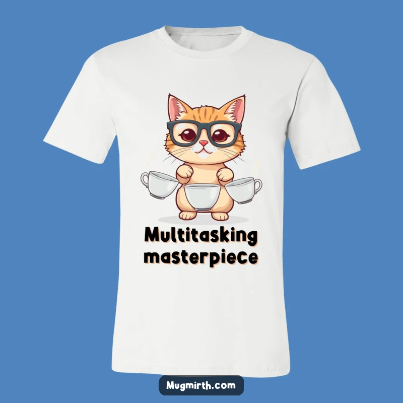 Funny Cat Juggler T-Shirt: Hilarious Feline Acrobatics & Glasses Tee