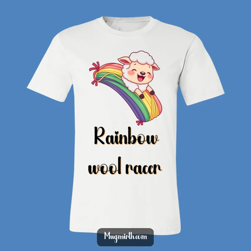 Funny Sheep Yarn Rainbow T-Shirt: Glide into Giggles!