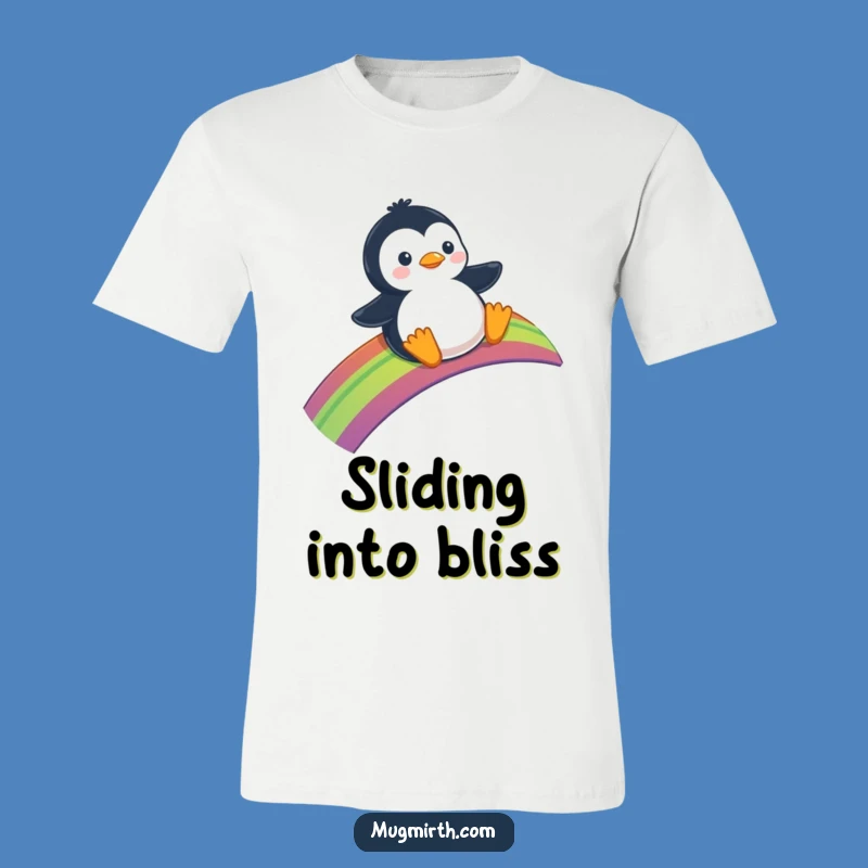Funny Penguin Rainbow T-Shirt - Joyful Slider Tee, Whimsical Gift