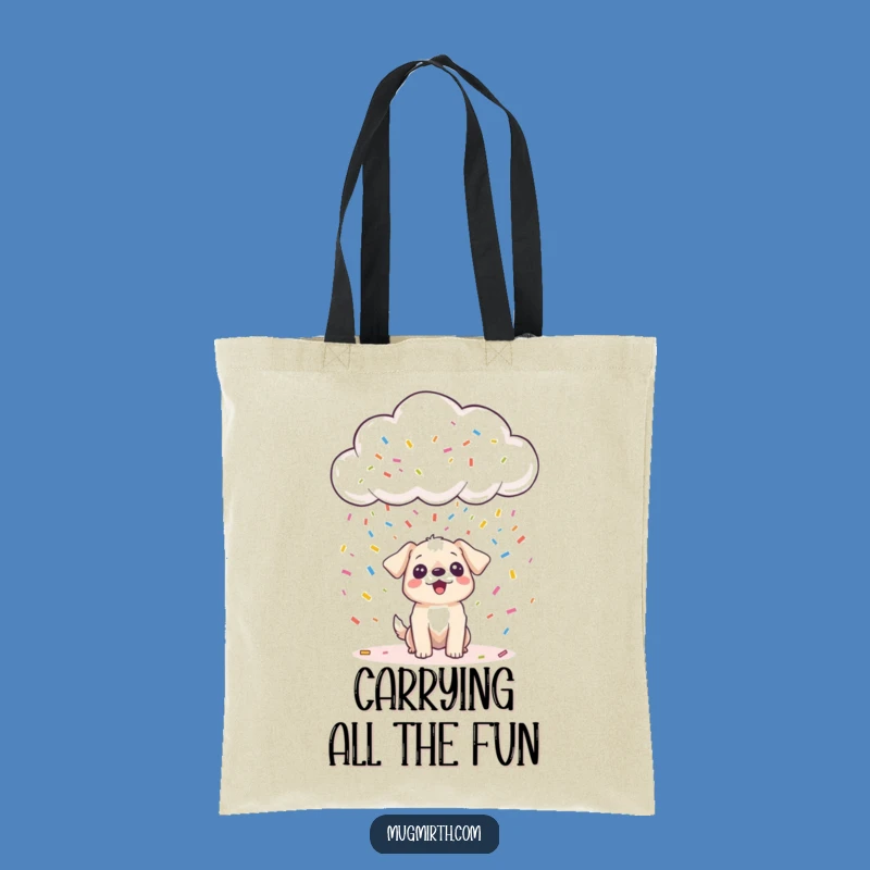 Funny Happy Cloud Confetti Dog Tote Bag - Carry Your Cheerfulness
