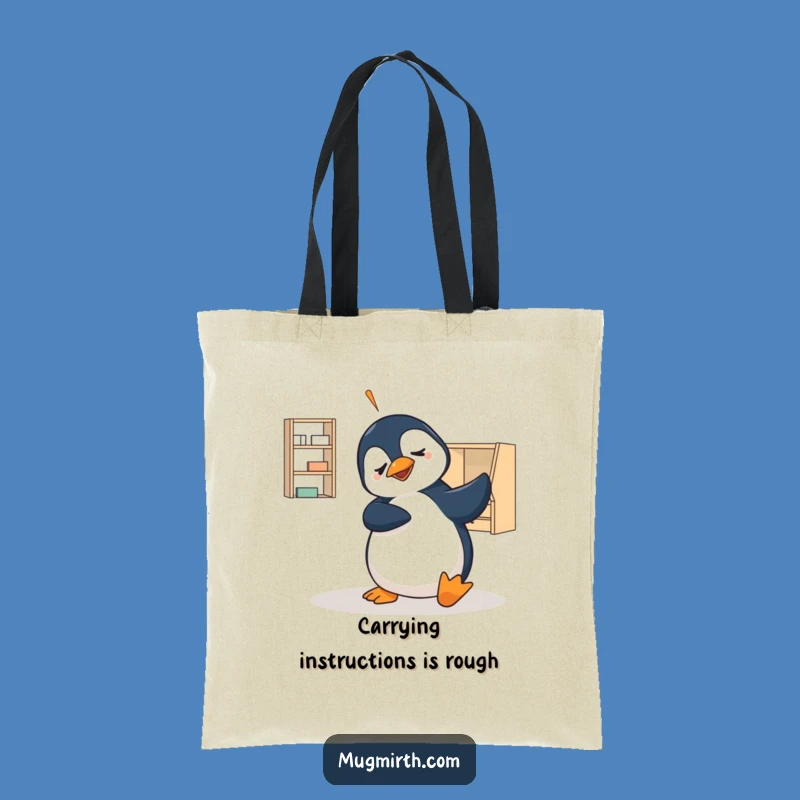 Funny Penguin Flat-Pack Struggle Tote Bag - Perfect Gift