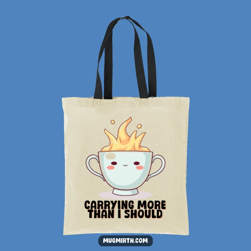 Funny Overflowing Teacup Tote Bag - Smug Grin Canvas Bag, Quirky Gift