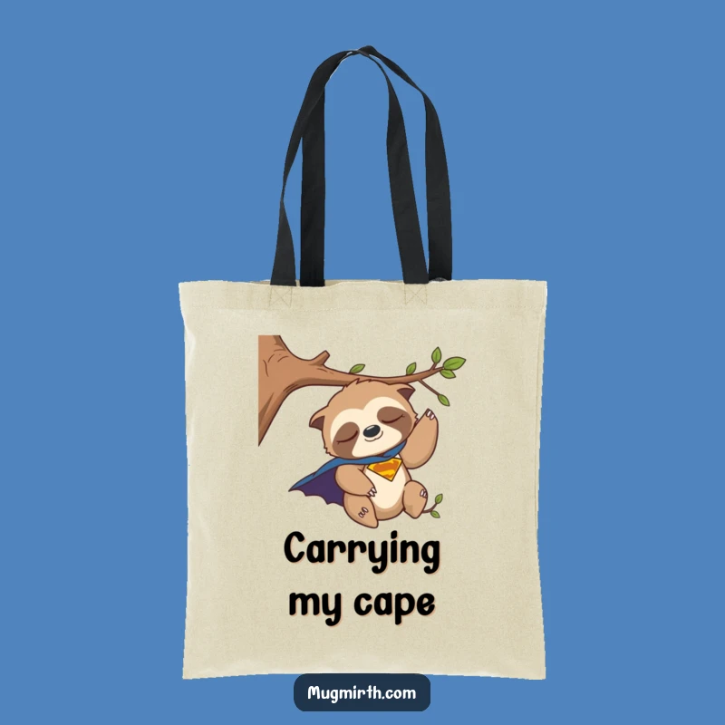 Funny Sloth Tote Bag: Carry Your Essentials with This Hilarious Superhero's Awkward Adventure