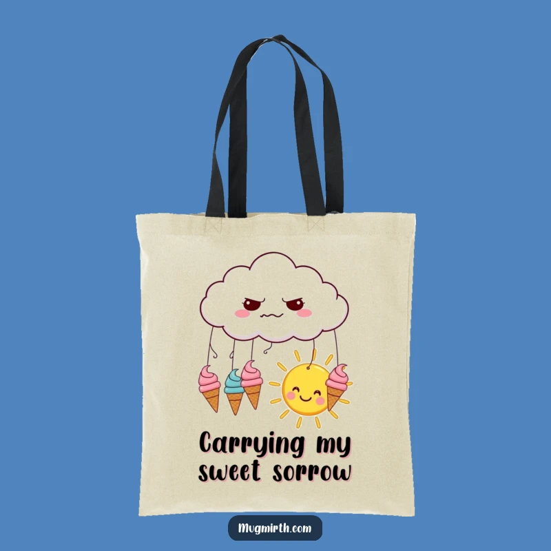 Funny Grumpy Cloud Ice Cream Tote Bag - Hilarious Accessory for Treats