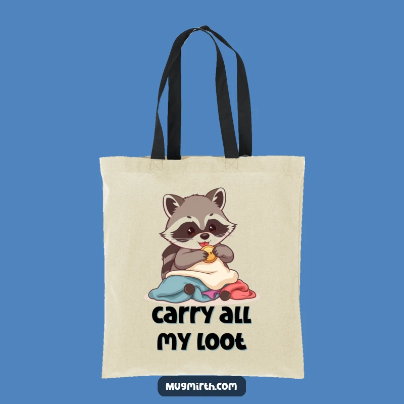 Funny Raccoon Button Bandit Tote Bag - Eco-Friendly & Amusing Accessory, Perfect Funny Gift