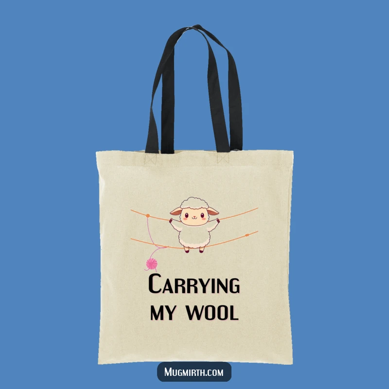 Funny Sheep Tightrope Tote Bag: Hilarious Woolly Acrobatics Accessory