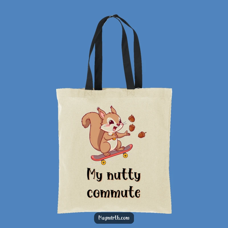 Funny Squirrel Skateboard Tote Bag, Juggling Acorns Adventure Gift